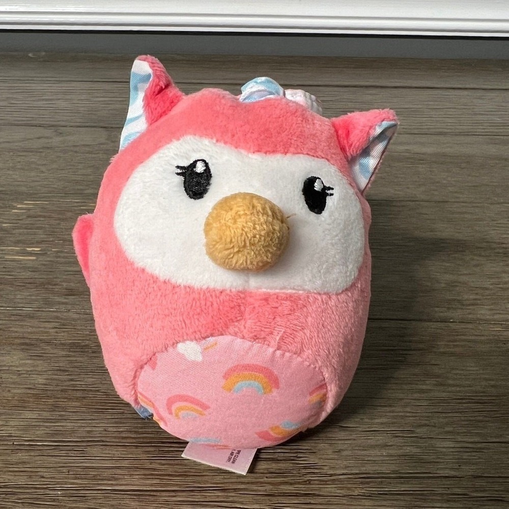 Spark Create Imagine Pink Owl Plush Rainbow Belly Stuffed Animal Toy Sensory